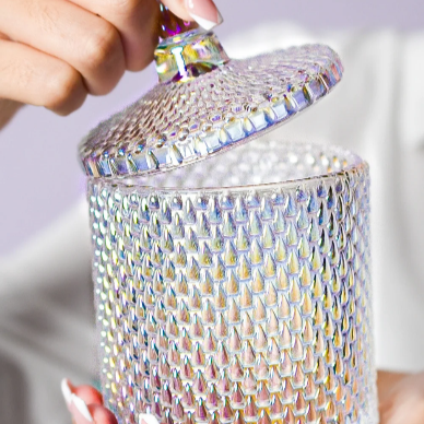 stardust iridescent glass jar